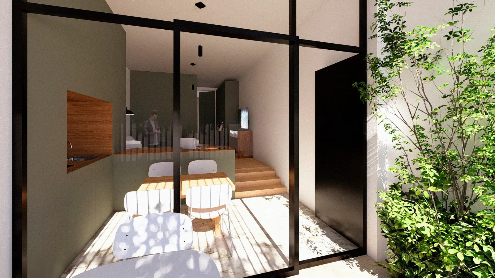 Imagen de proyecto: salón comedor abierto a un patio